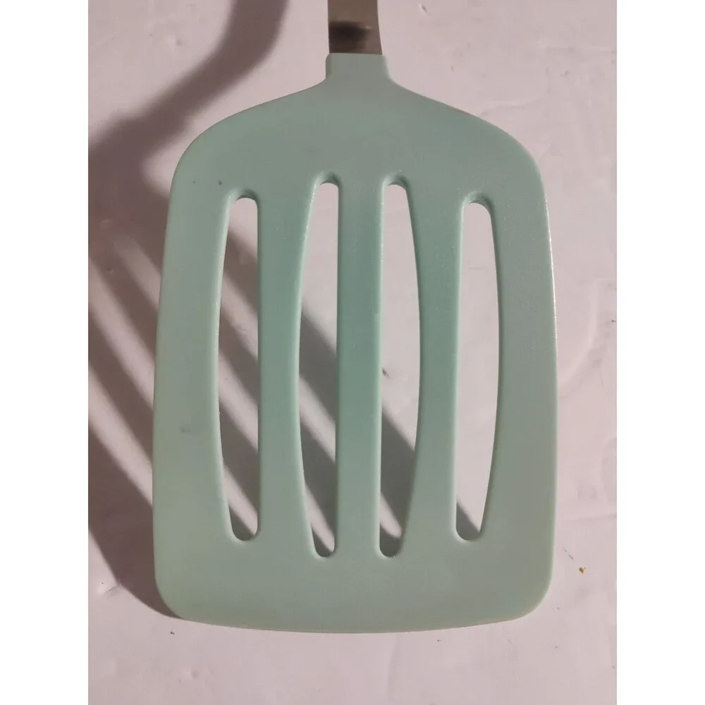 Martha Stewart Slotted Spatula Turner Aqua Sky Nylon Head Stainless Steel 14”